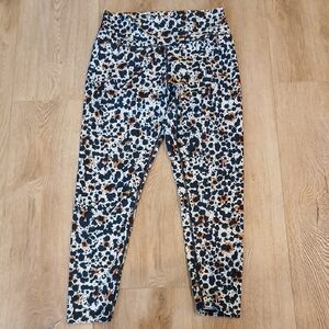 Sage Large Black and Orange Patterned Legging Workout Capri Yoga